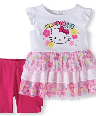 Hello Kitty Baby Girl's Happiness Ruffle Tutu Top & Shorts Set