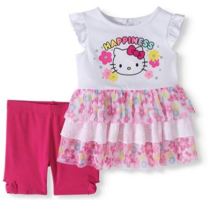 Hello Kitty Baby Girl's Happiness Ruffle Tutu Top & Shorts Set