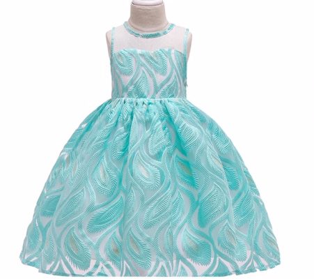 Girls Special Occasion Jacquard Dress - Mint Green