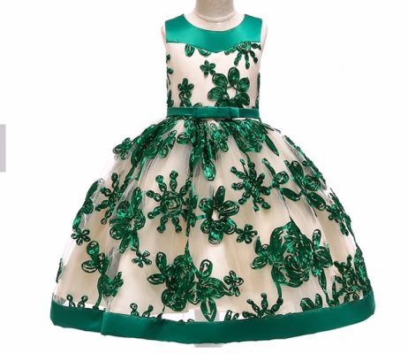 Girls Special Occasion Organza Dress - Green
