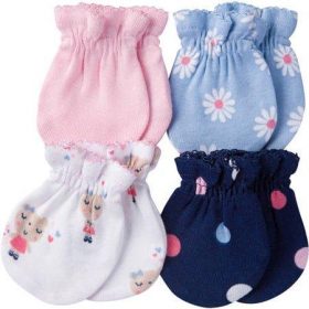 Gerber Newborn Baby Assorted Mitten - 4 Pairs