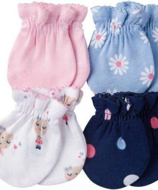 Gerber Newborn Baby Assorted Mitten - 4 Pairs