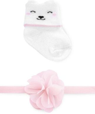 Carter's Child Of Mine Newborn Baby Girl Socks And Hair Band Set