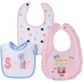 Gerber Baby Girl Assorted Terry Bibs 3-Packs