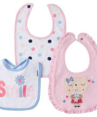 Gerber Baby Girl Assorted Terry Bibs 3-Packs