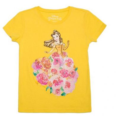 DISNEY BEAUTY AND THE BEAST GIRLS BELLE ROSES GRAPHICS T-SHIRT