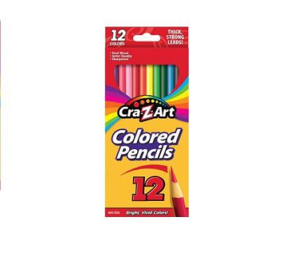 Cra-Z-Art 12 Colored Pencil Crayon-Real Wood