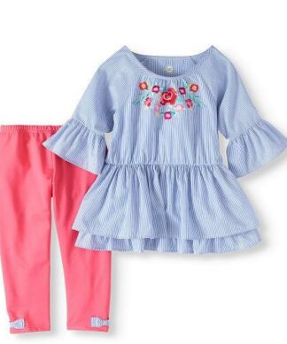 Wonder Nation Striped Shirting Tunic And Capri 2pc Girl's Set