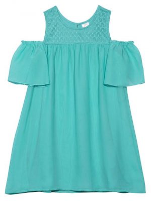 Wonder Nation Girls Lace Yoke Cold Shoulder Dress