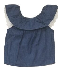 Girls 3hearts Denim Chambray Off Shoulder Girls Top