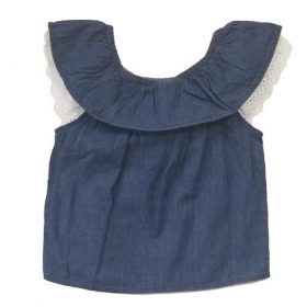 Girls 3hearts Denim Chambray Off Shoulder Girls Top