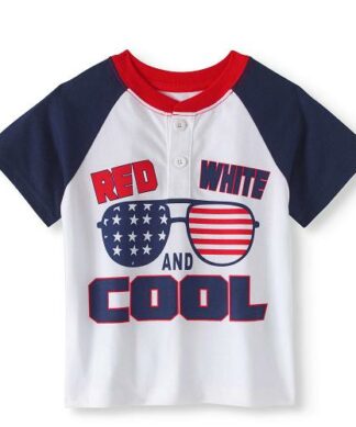 Star Toddler Short Sleeve Henley T- Shirt -Cool