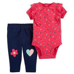 Carter's Flutter Sleeve Flowery Bodysuit & Pant Set