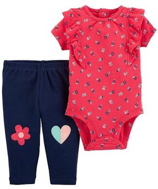 Carter's Flutter Sleeve Flowery Bodysuit & Pant Set