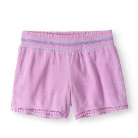 Wonder Nation Smocked Waist Crinkle Girl's Shorts-Lilac