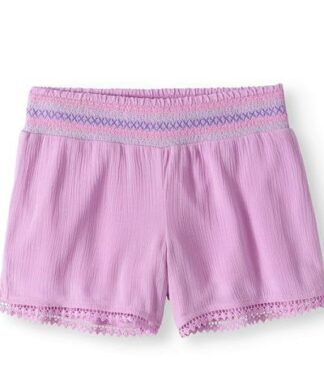 Wonder Nation Smocked Waist Crinkle Girl's Shorts-Lilac
