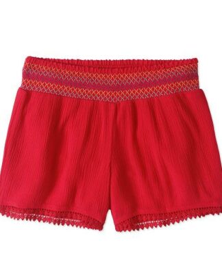 Wonder Nation Smocked Waist Crinkle Girl's Shorts-Red