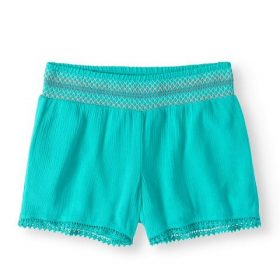 Wonder Nation Smocked Waist Crinkle Girl's Shorts-Green