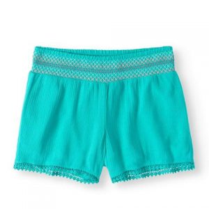 Wonder Nation Smocked Waist Crinkle Girl's Shorts-Green