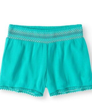 Wonder Nation Smocked Waist Crinkle Girl's Shorts-Green