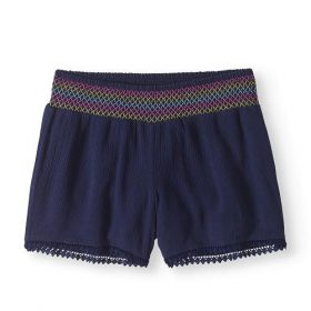 Wonder Nation Smocked Waist Crinkle Girl's Shorts-Blue