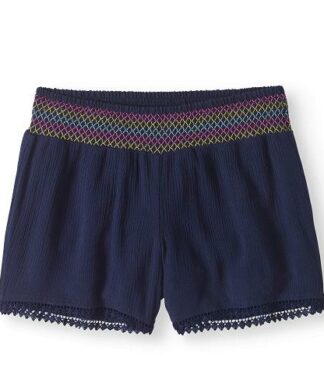 Wonder Nation Smocked Waist Crinkle Girl's Shorts-Blue