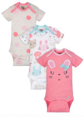 Gerber Organic Newborn Baby Girl 3 Pack Bodysuit Onesies