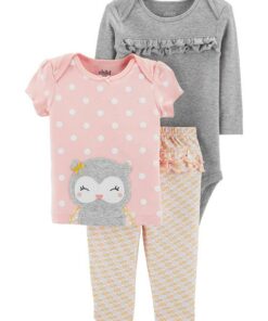 Carter's Child Of Mine Newborn Baby Girl 3pc Bodysuit, Tshirt & Pant Set