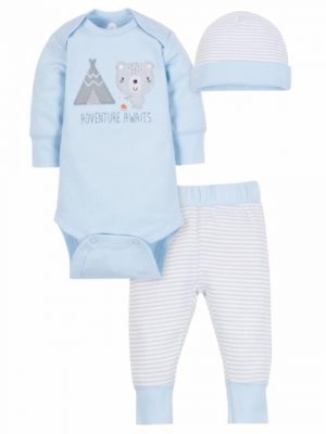 Wonder Nation Baby Boy Take Me Home Bodysuit,Pant & Cap Set