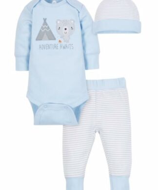 Wonder Nation Baby Boy Take Me Home Bodysuit,Pant & Cap Set