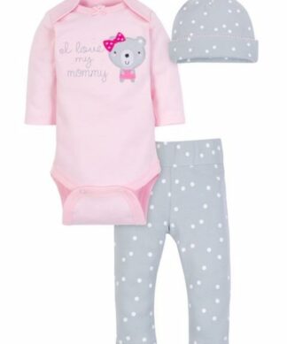 Wonder Nation Baby Girl Take Me Home Bodysuit,Pant & Cap Set
