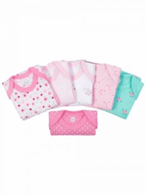 Wonder Nation Short Sleeve Newborn Baby Girl Bodysuit - 6 Packs