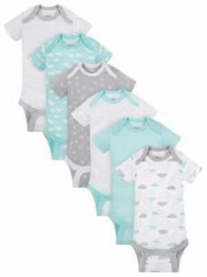 Wonder Nation Short Sleeve Newborn Baby Unisex Bodysuit - 6 Packs