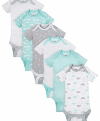 Wonder Nation Short Sleeve Newborn Baby Unisex Bodysuit - 6 Packs