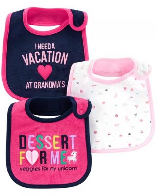 Carter's Child Of Mine Baby Girl 3 Pack Soak Free Bib - Grandma