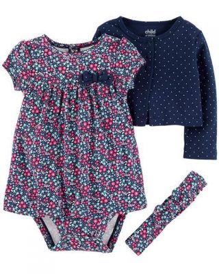 Carter's Child Of Mine Baby Girl Long Sleeve Cardigan Dress & Headband Set