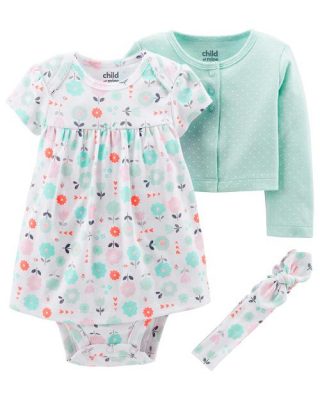 Carter's Child Of Mine Baby Girl Long Sleeve Jacket Dress & Headband Set.
