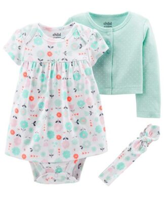 Carter's Child Of Mine Baby Girl Long Sleeve Jacket Dress & Headband Set.
