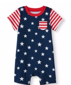 Newborn Baby Boy Star & Stripes Americana Romper