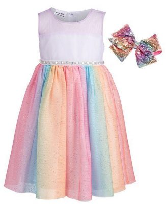 Blueberi Boulevarde Special Occasion Girls' Dress & Hair Bow Clip Set