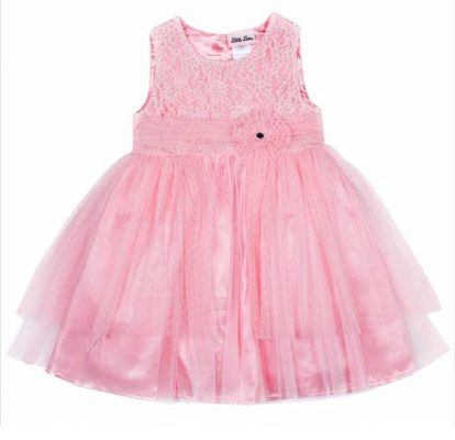 Little Lass Baby Girl Pink Lace Dress