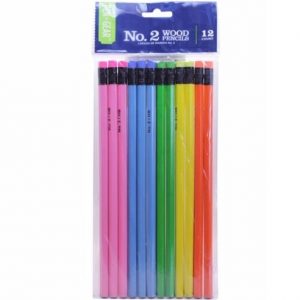Pent Gear 12 Wood Rainbow Solid Pencils 2HB Lead With Eraser