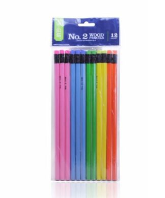 Pent Gear 12 Wood Rainbow Solid Pencils 2HB Lead With Eraser