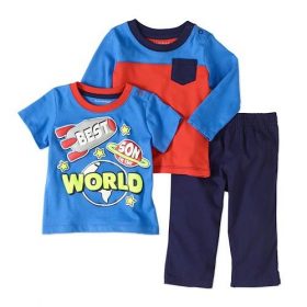 Healthtex Baby Boys Graphic T-shirts And Pant 3-Piece Set - World