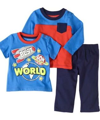 Healthtex Baby Boys Graphic T-shirts And Pant 3-Piece Set - World