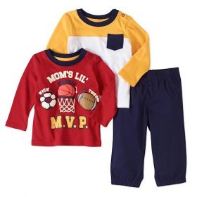 Healthtex Baby Boys Graphic T-shirts And Pant 3-Piece Set - MVP