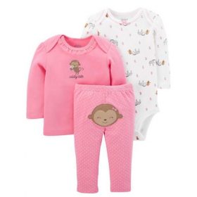 Carter's Child Of Mine Baby Girl Cloth 3 Piece -Bodysuit Set
