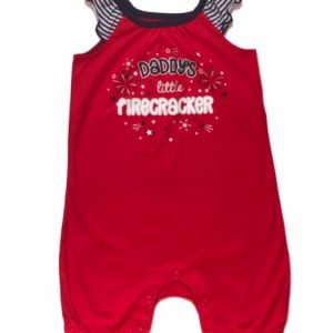 Baby Girl Flutter Sleeve Romper - Daddy's Little Firecracker