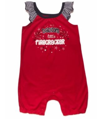 Baby Girl Flutter Sleeve Romper - Daddy's Little Firecracker