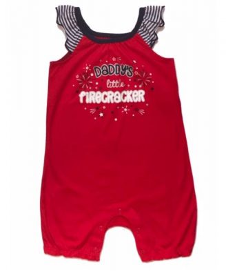 Baby Girl Flutter Sleeve Romper - Daddy's Little Firecracker
